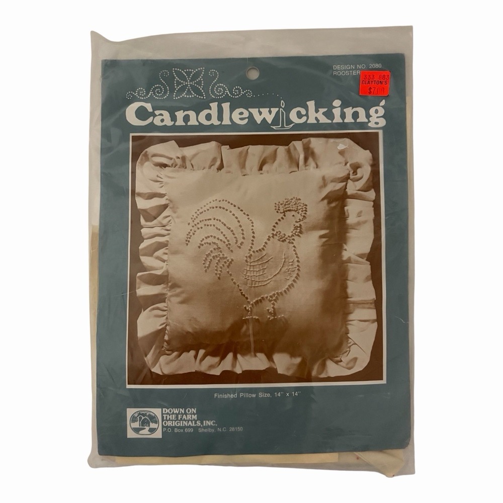 Down On The Farm Originals Candlewicking Rooster 2080 Pillow NEW Vintage Grandma
